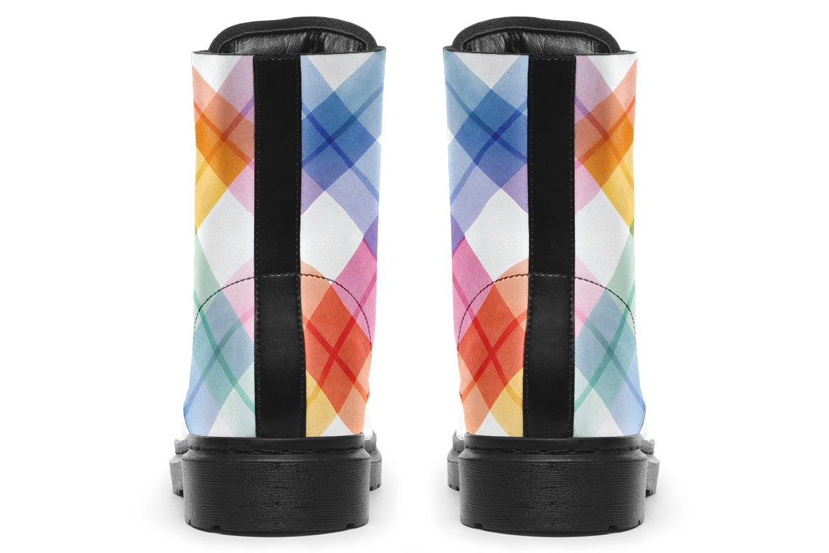 Watercolour Rainbow Plaid Boots