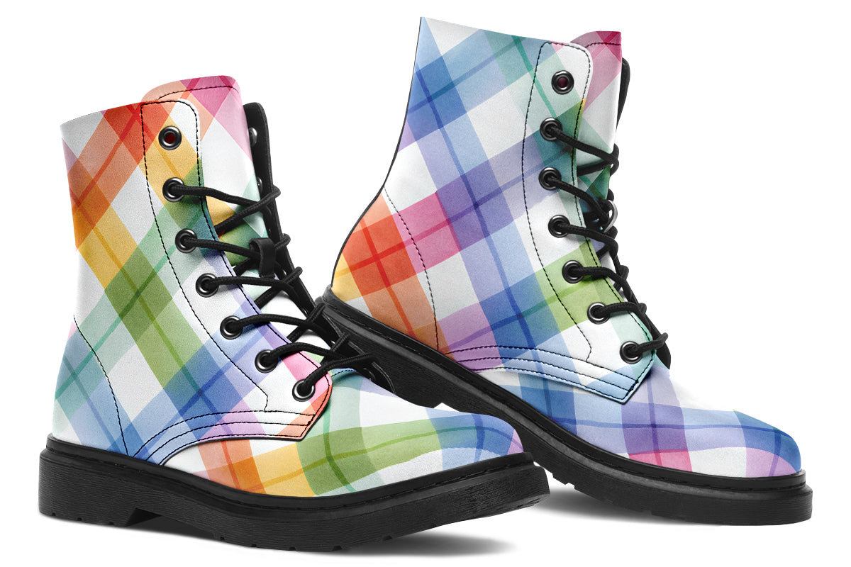 Watercolour Rainbow Plaid Boots