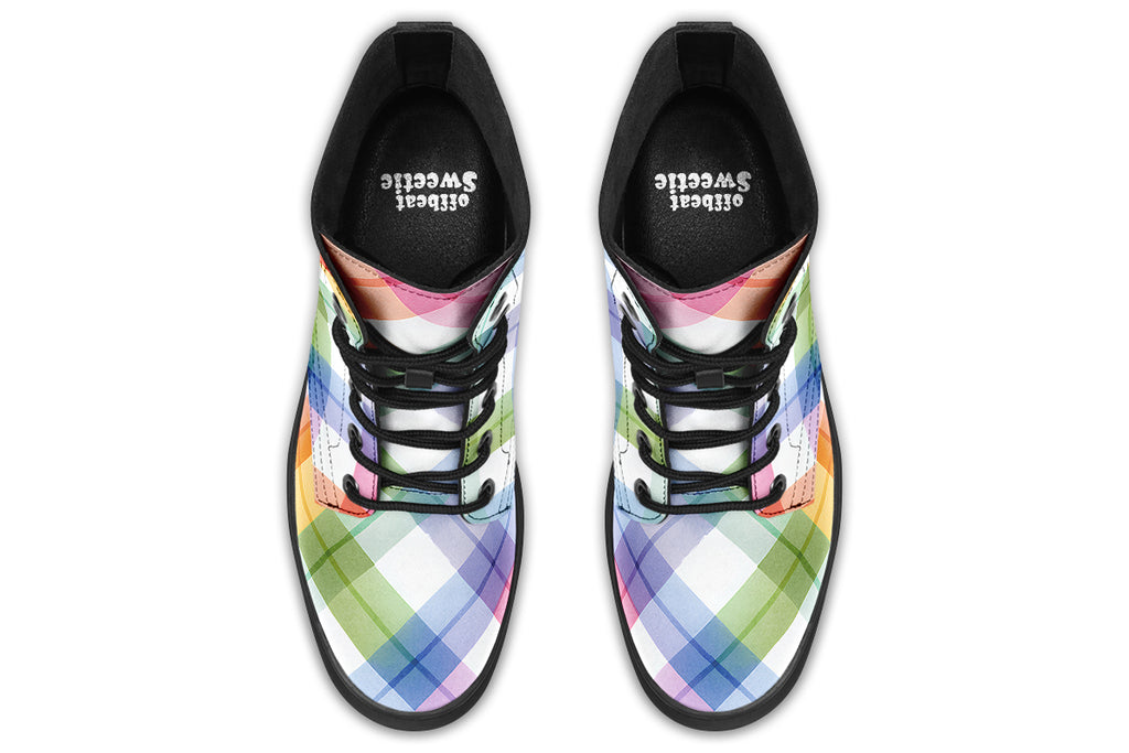 Watercolour Rainbow Plaid Boots