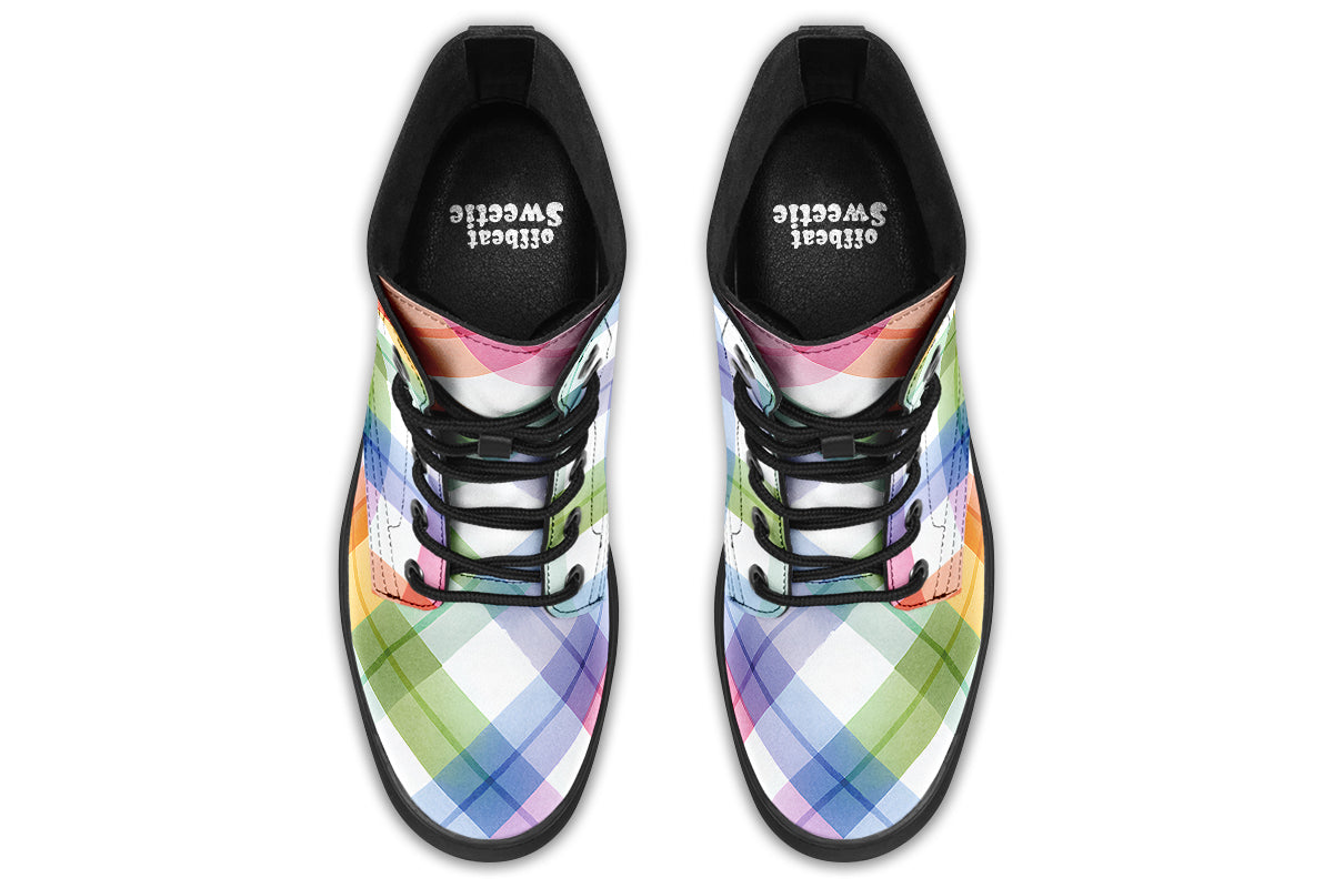 Watercolour Rainbow Plaid Boots