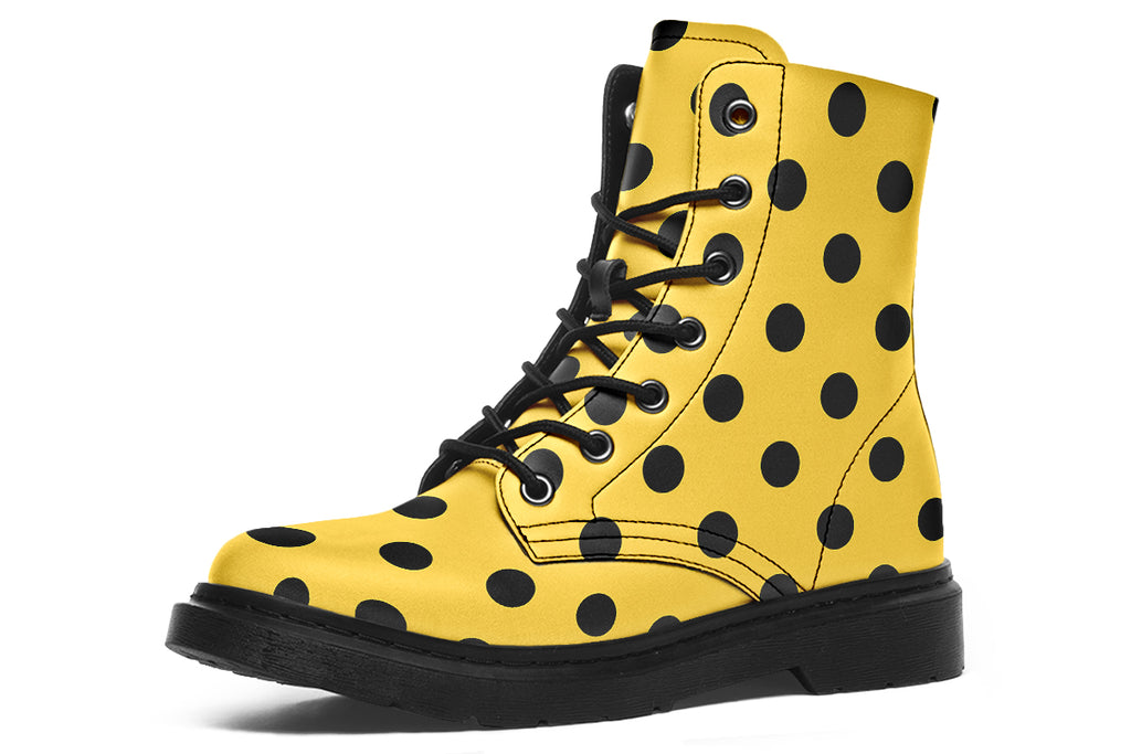 Yellow And Black Polka Dot Boots