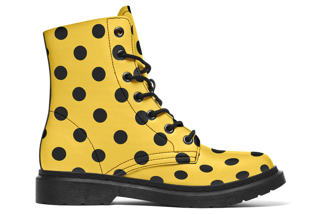 Yellow And Black Polka Dot Boots