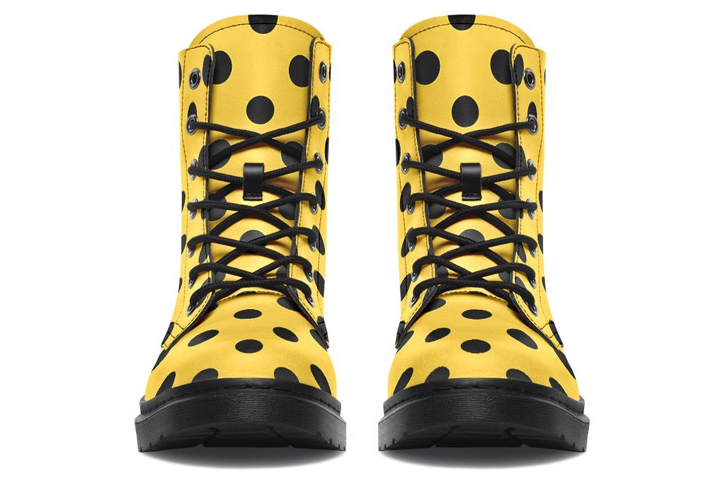 Yellow And Black Polka Dot Boots
