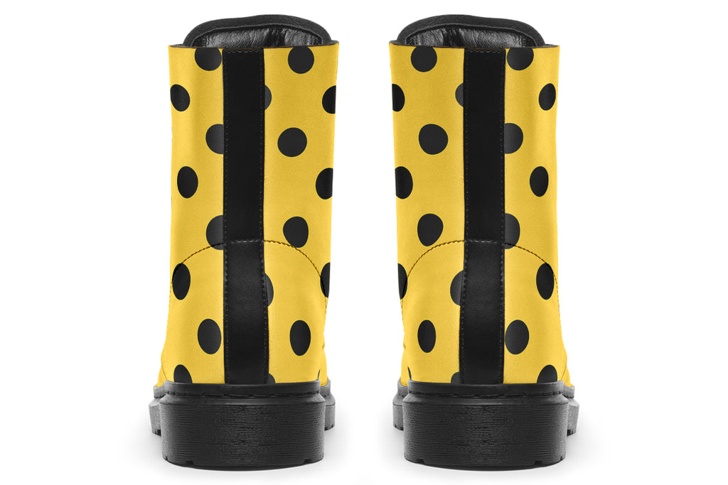 Yellow And Black Polka Dot Boots