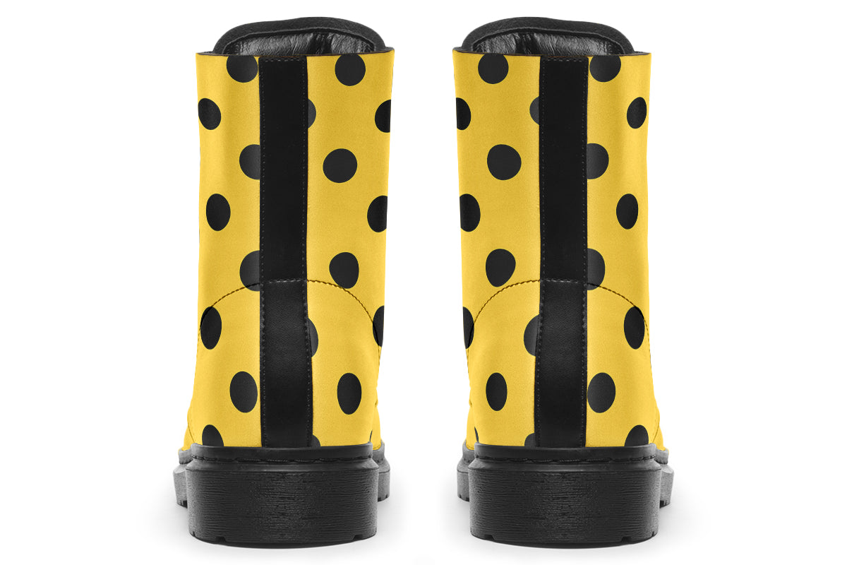 Yellow And Black Polka Dot Boots