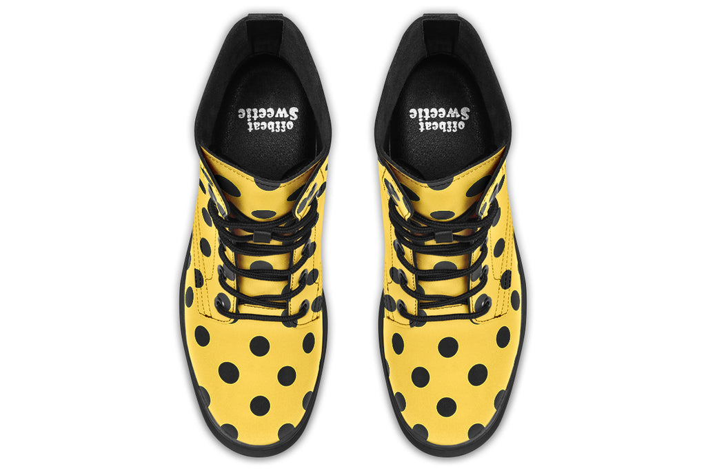 Yellow And Black Polka Dot Boots