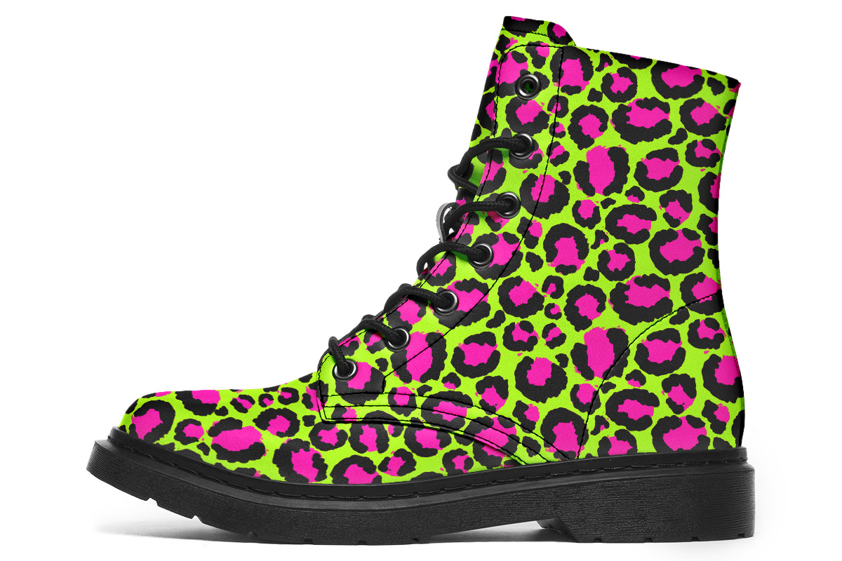 Zombie Leopard x Neon Leopard Mismatch Boots