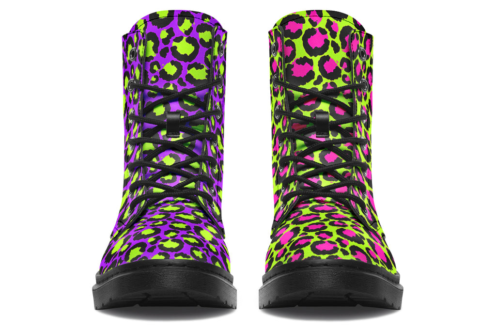 Zombie Leopard x Neon Leopard Mismatch Boots