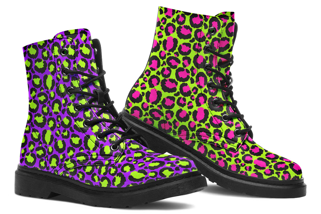 Zombie Leopard x Neon Leopard Mismatch Boots