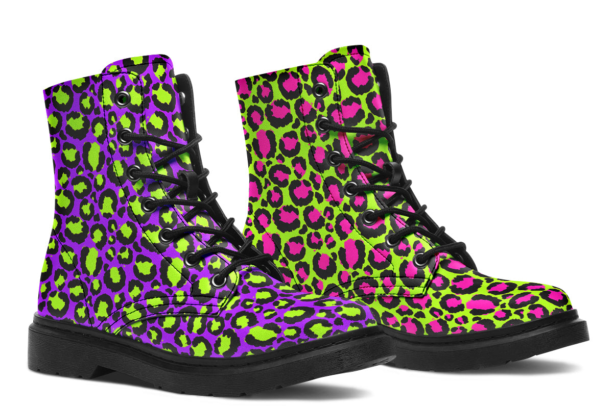 Zombie Leopard x Neon Leopard Mismatch Boots