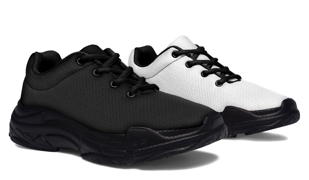 Black and White Mismatch Chunky Sneakers