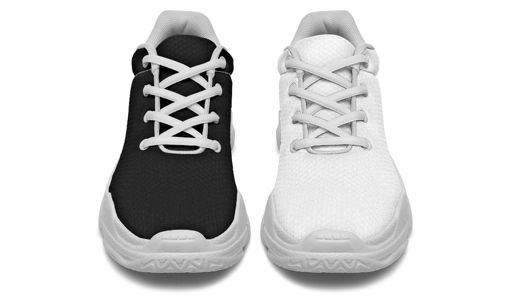 Black and White Mismatch Chunky Sneakers