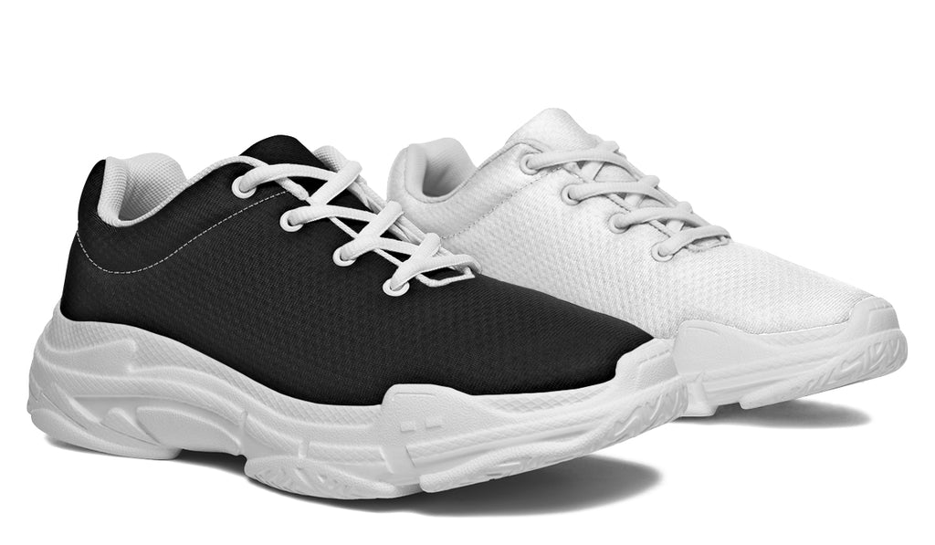 Black and White Mismatch Chunky Sneakers