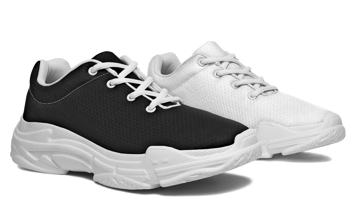 Black and White Mismatch Chunky Sneakers