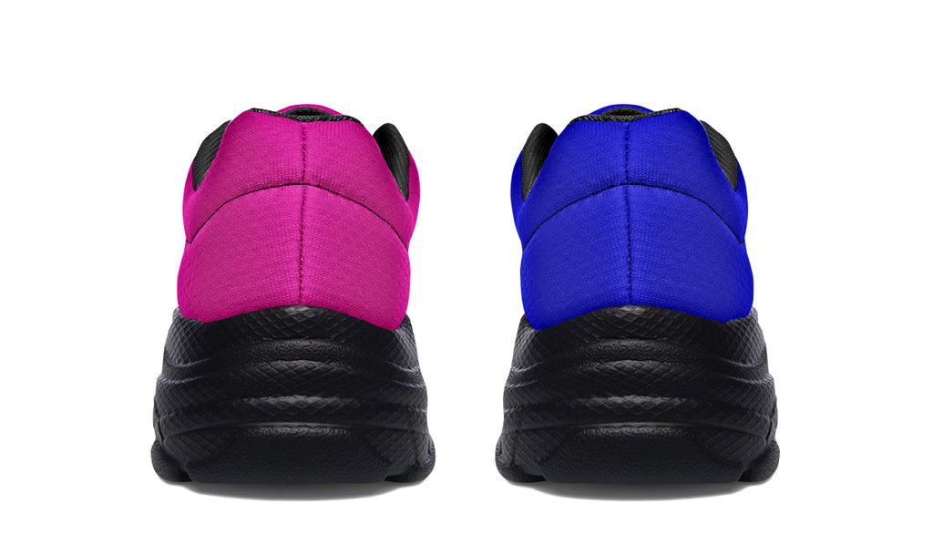 Blue And Pink Mismatch Chunky Sneakers - Offbeat Sweetie
