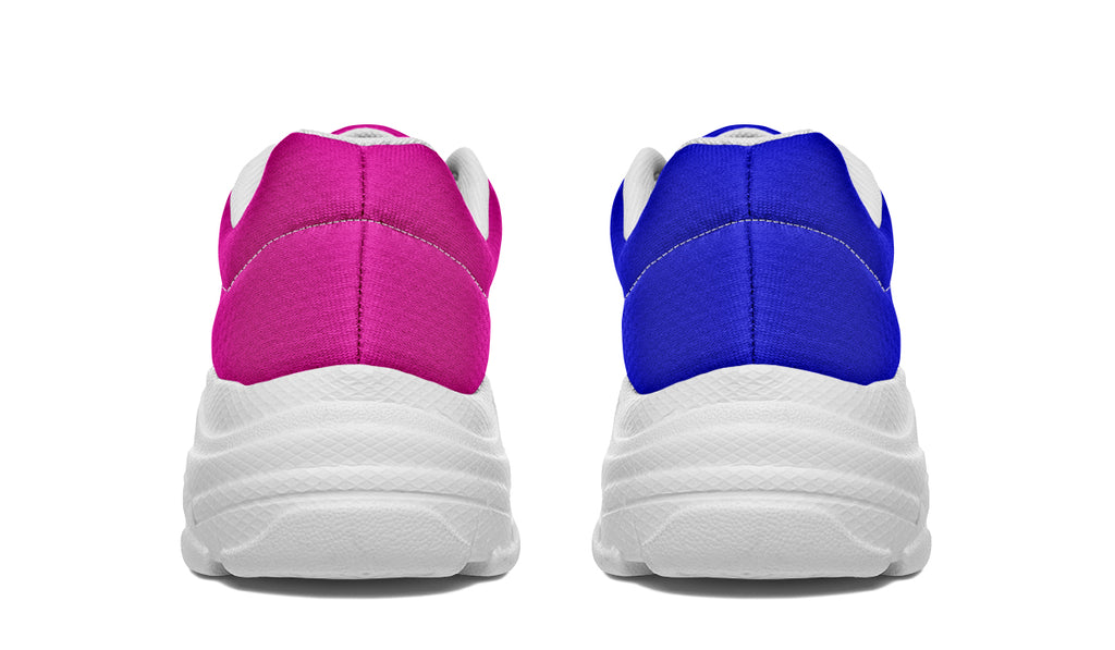 Blue And Pink Mismatch Chunky Sneakers - Offbeat Sweetie
