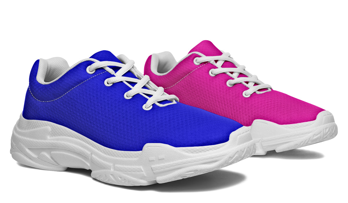 Blue And Pink Mismatch Chunky Sneakers - Offbeat Sweetie