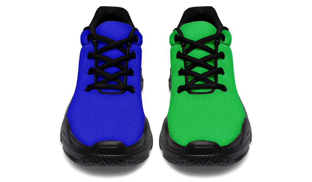 Blue and Green Mismatch Chunky Sneakers
