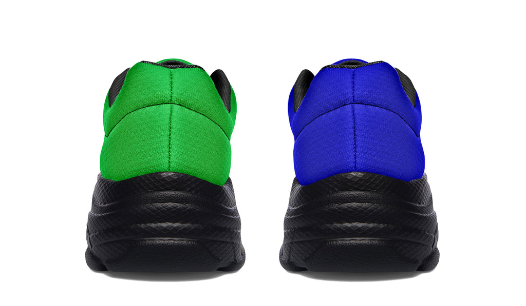 Blue and Green Mismatch Chunky Sneakers