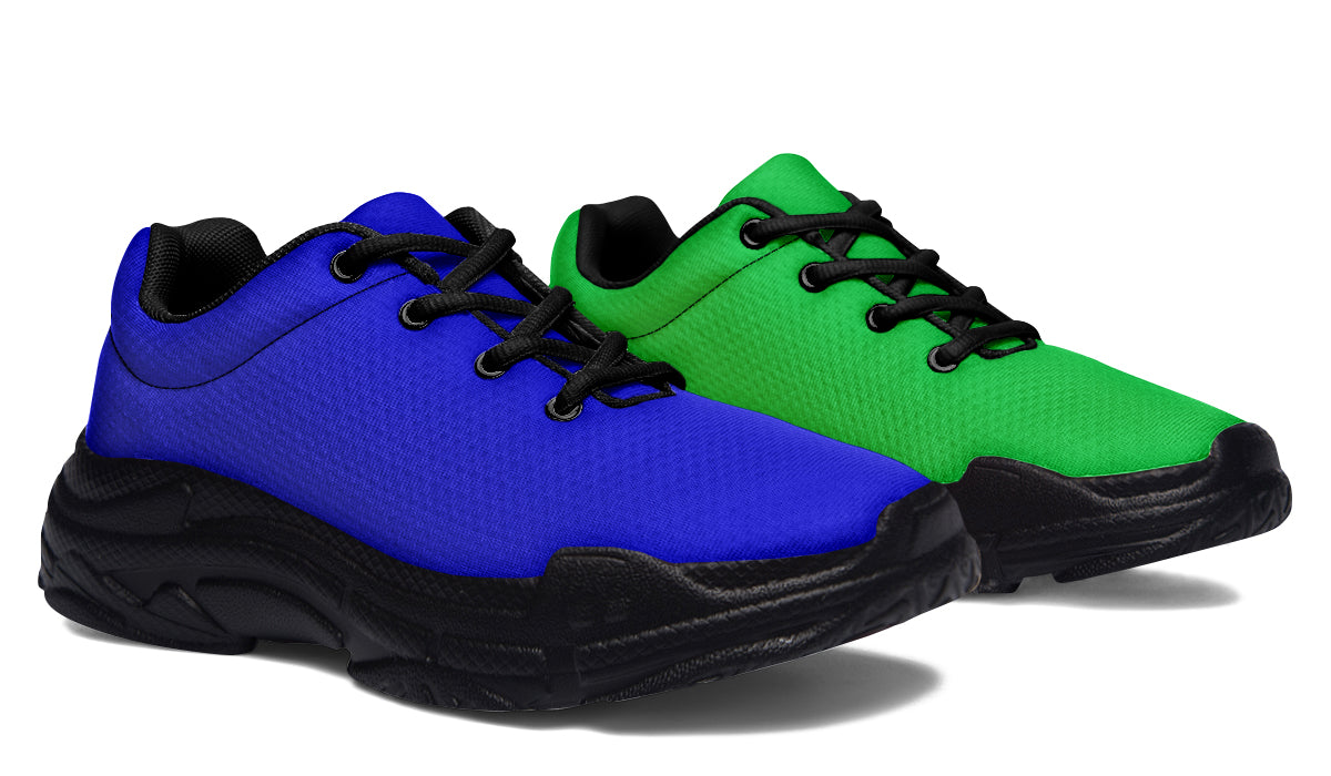 Blue and Green Mismatch Chunky Sneakers