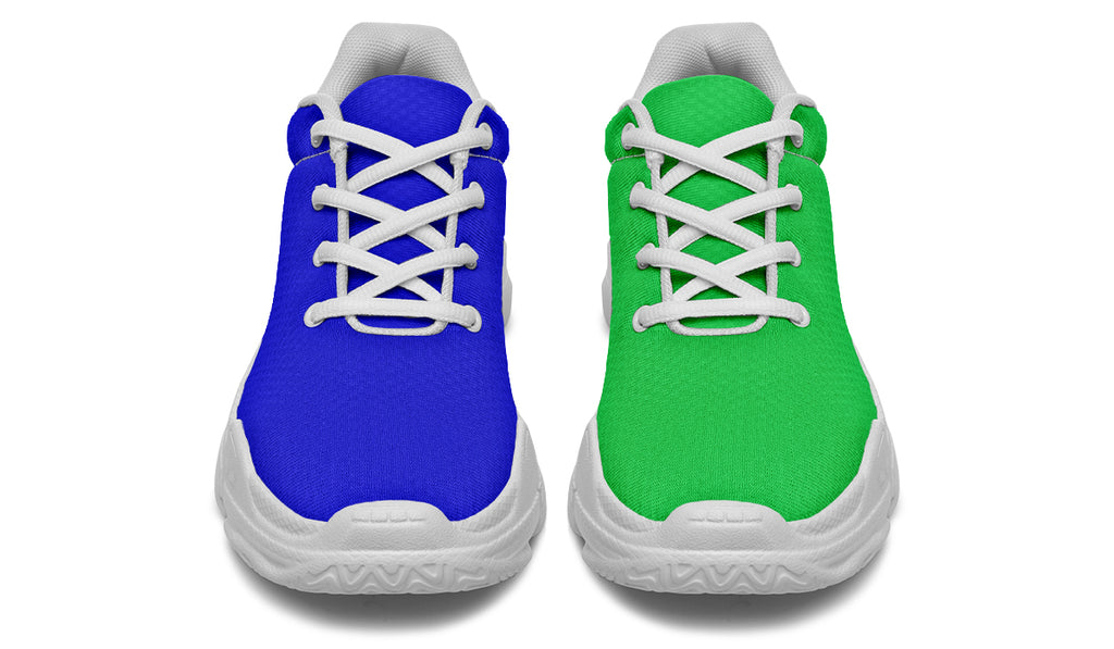 Blue and Green Mismatch Chunky Sneakers