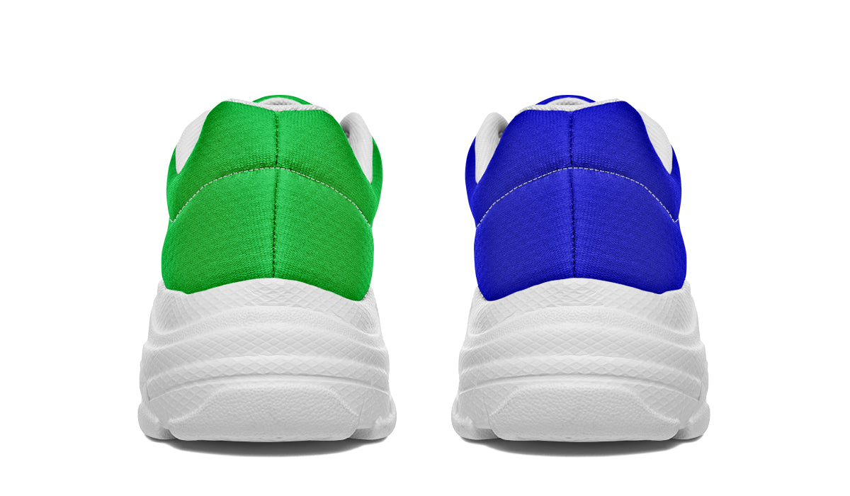 Blue and Green Mismatch Chunky Sneakers