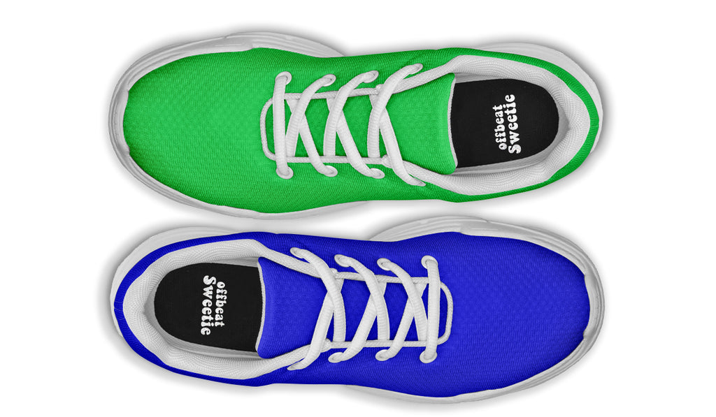 Blue and Green Mismatch Chunky Sneakers