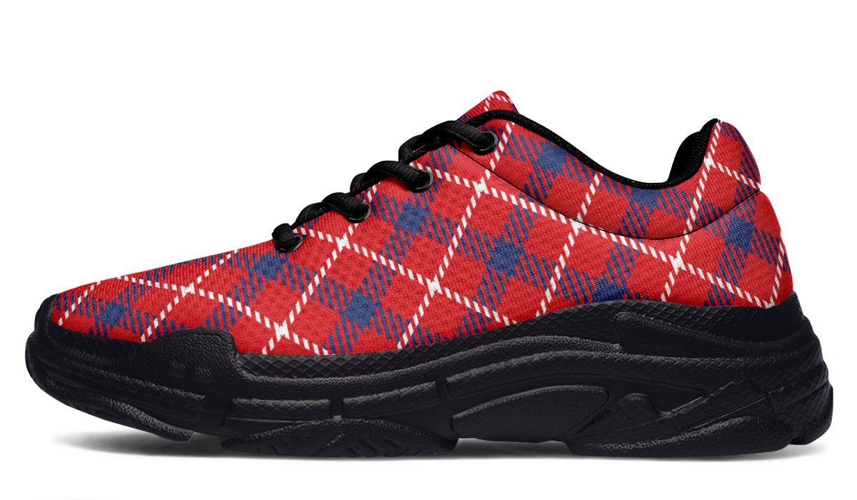 Cherry Red Plaid Chunky Sneakers