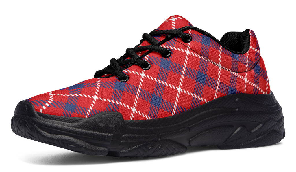 Cherry Red Plaid Chunky Sneakers
