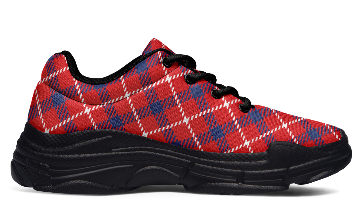 Cherry Red Plaid Chunky Sneakers