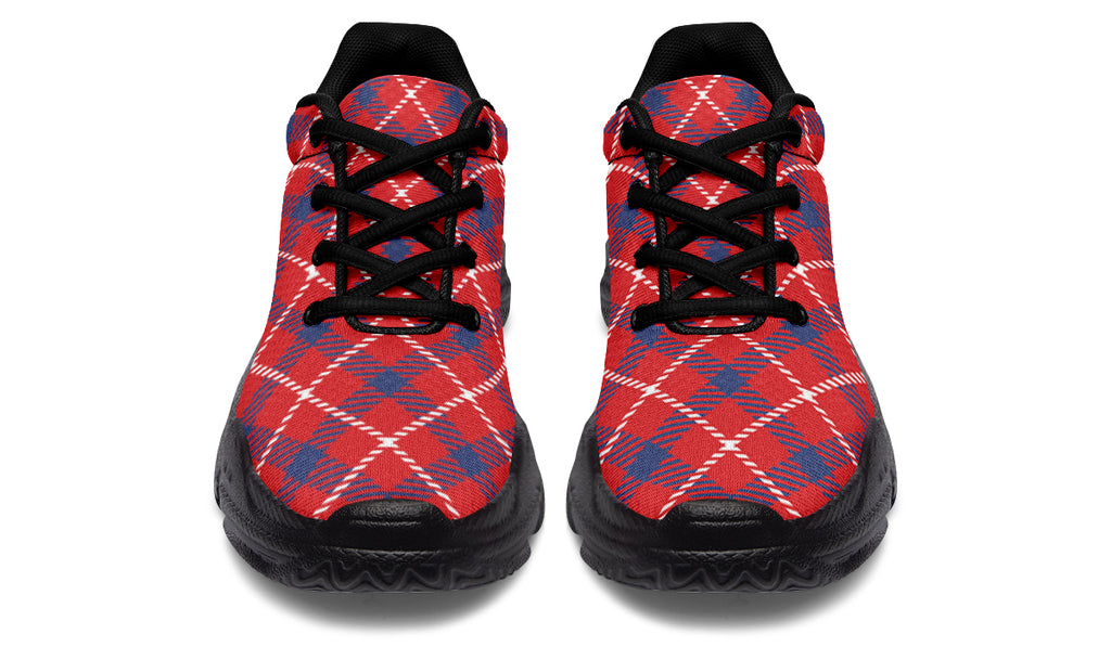 Cherry Red Plaid Chunky Sneakers