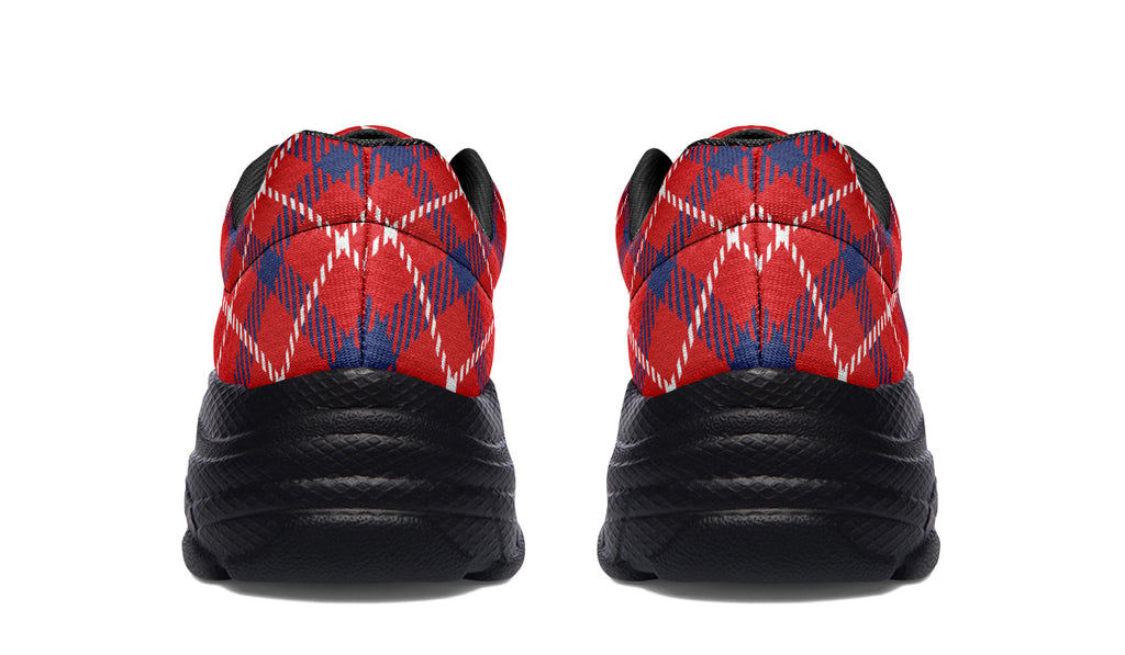 Cherry Red Plaid Chunky Sneakers