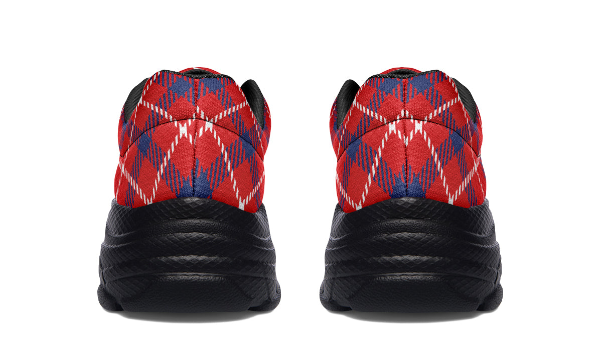 Cherry Red Plaid Chunky Sneakers