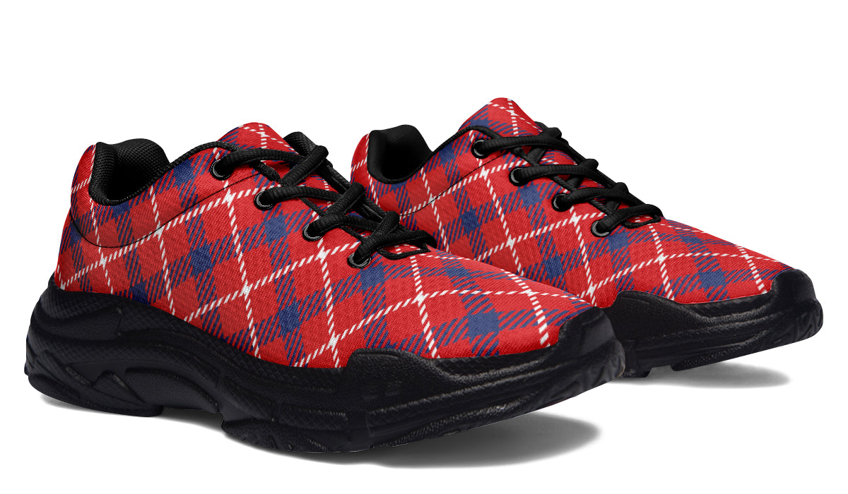 Cherry Red Plaid Chunky Sneakers