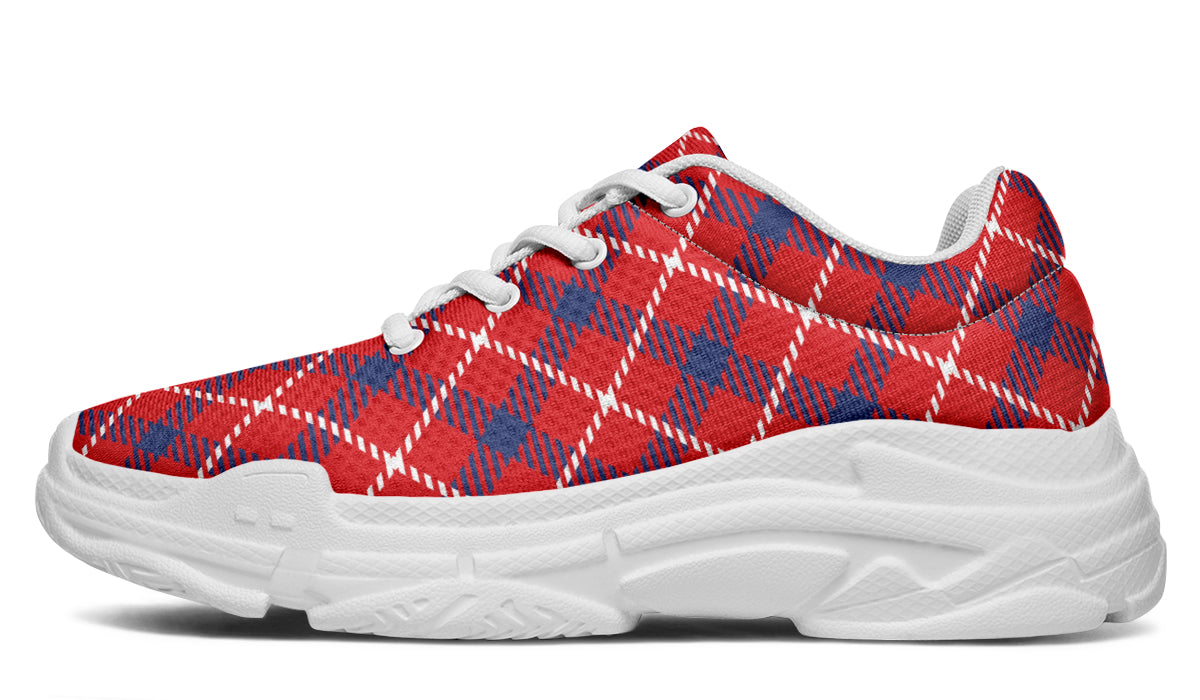 Cherry Red Plaid Chunky Sneakers