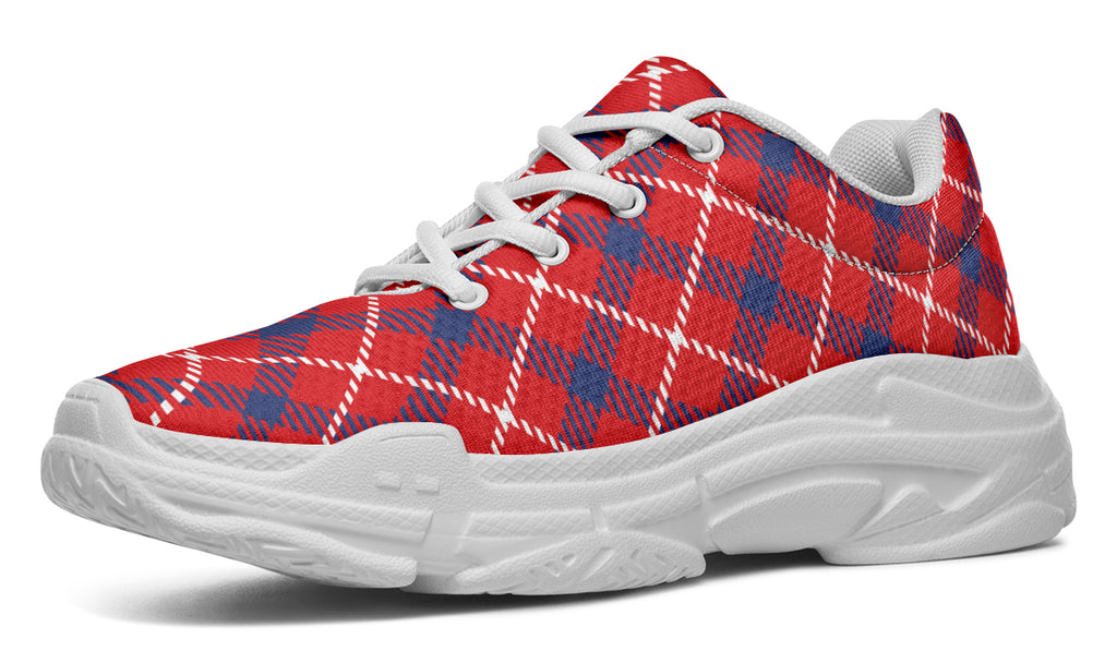 Cherry Red Plaid Chunky Sneakers