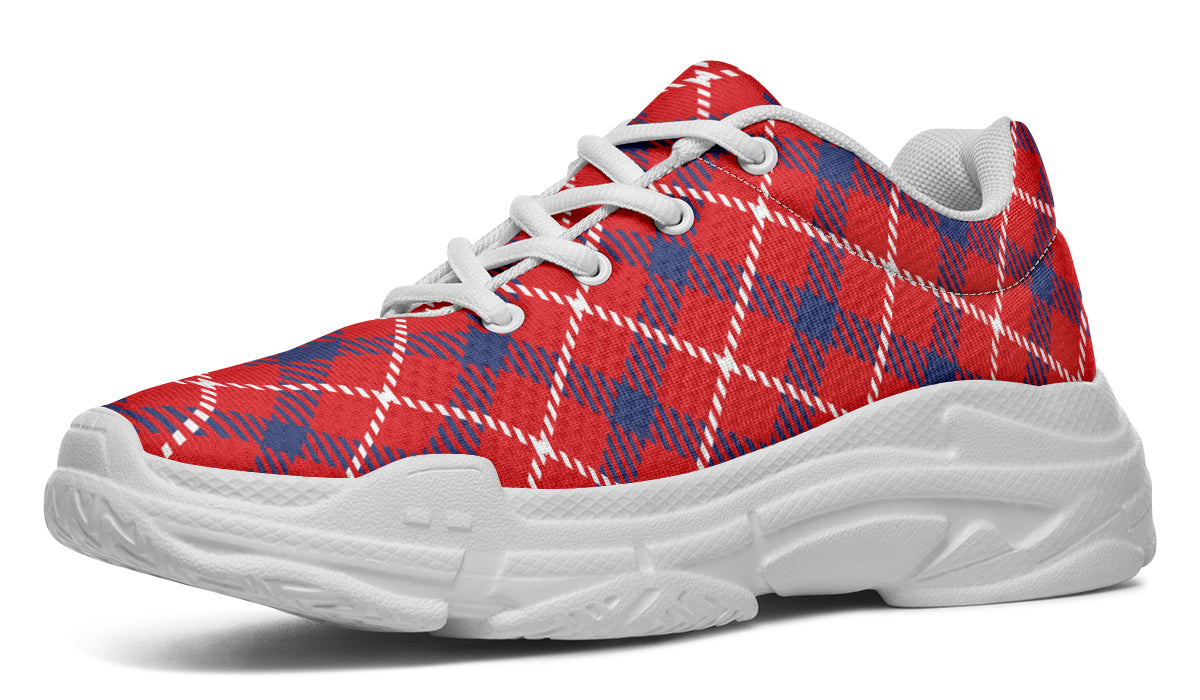Cherry Red Plaid Chunky Sneakers