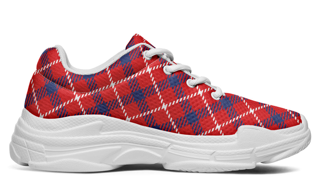Cherry Red Plaid Chunky Sneakers