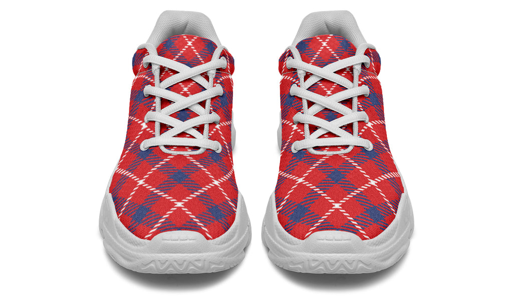 Cherry Red Plaid Chunky Sneakers