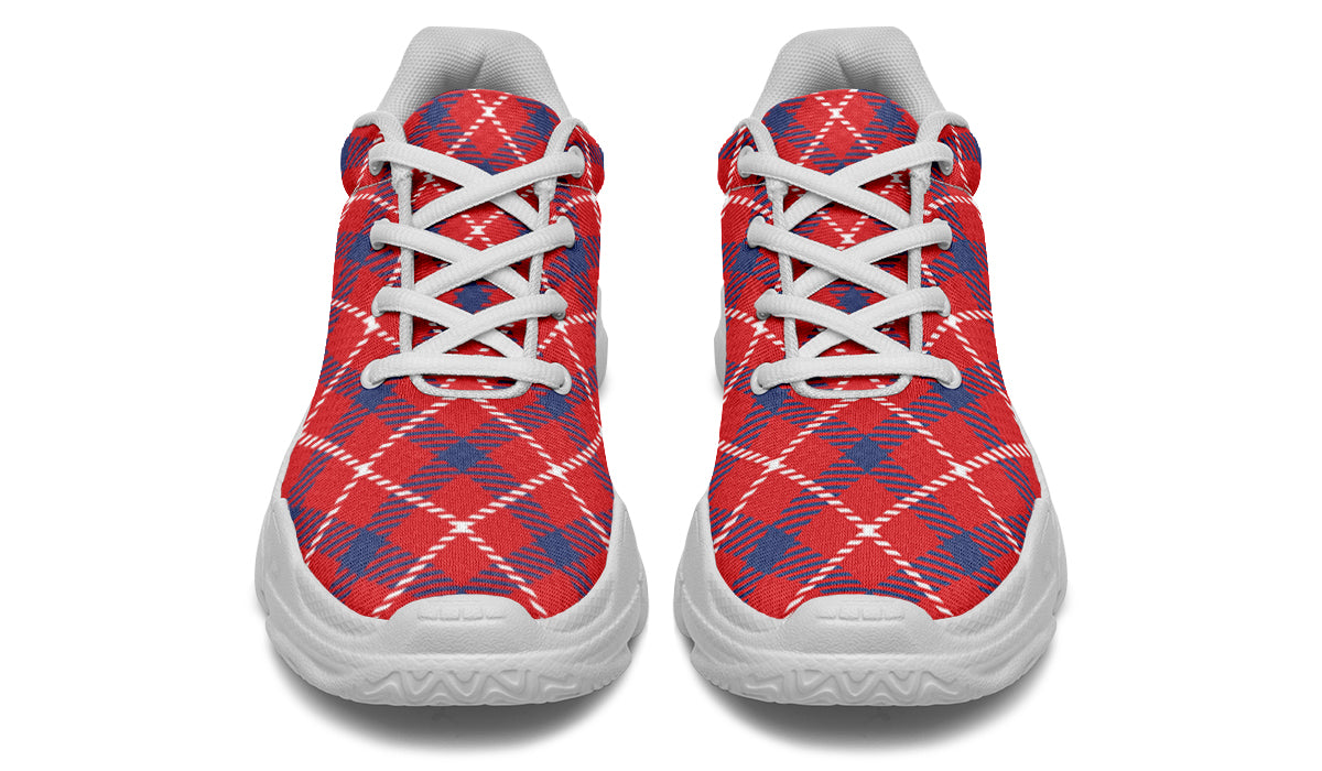Cherry Red Plaid Chunky Sneakers