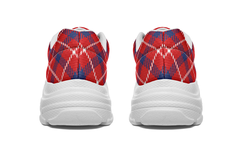 Cherry Red Plaid Chunky Sneakers