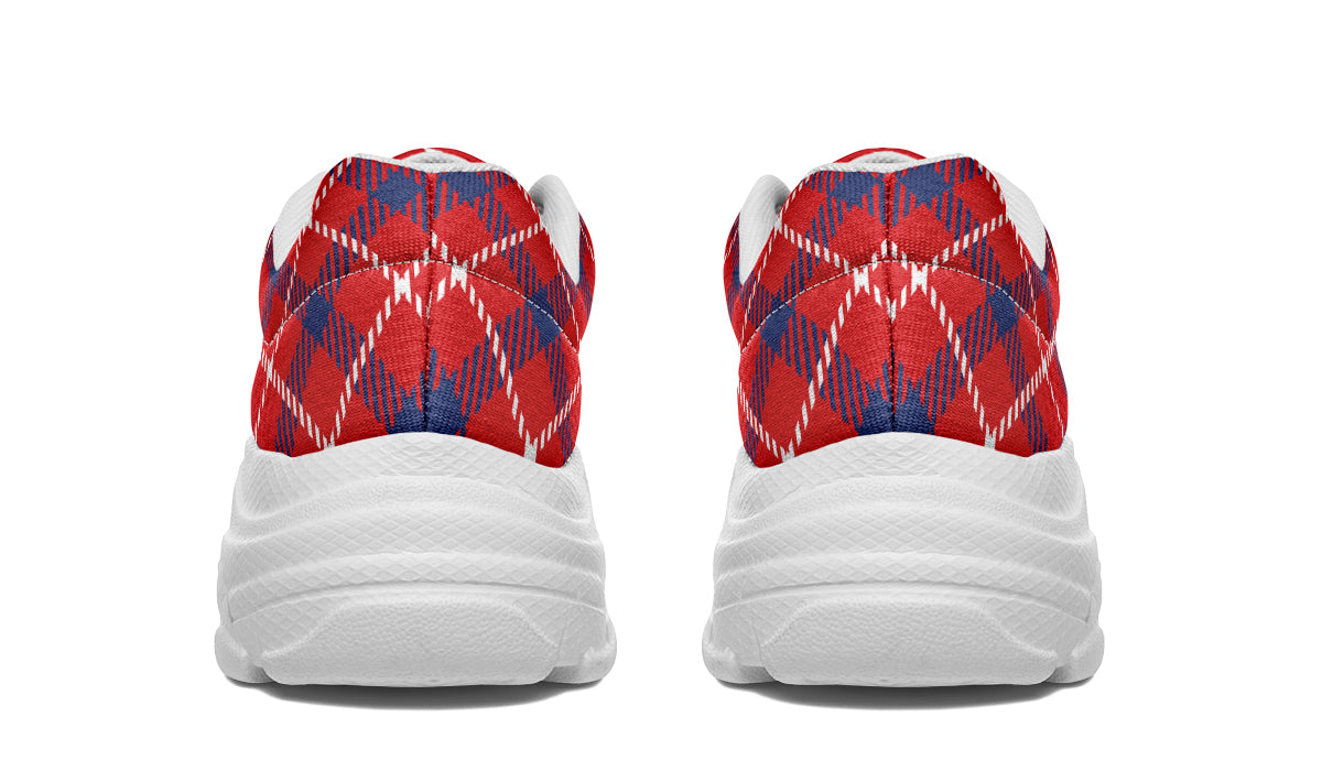 Cherry Red Plaid Chunky Sneakers