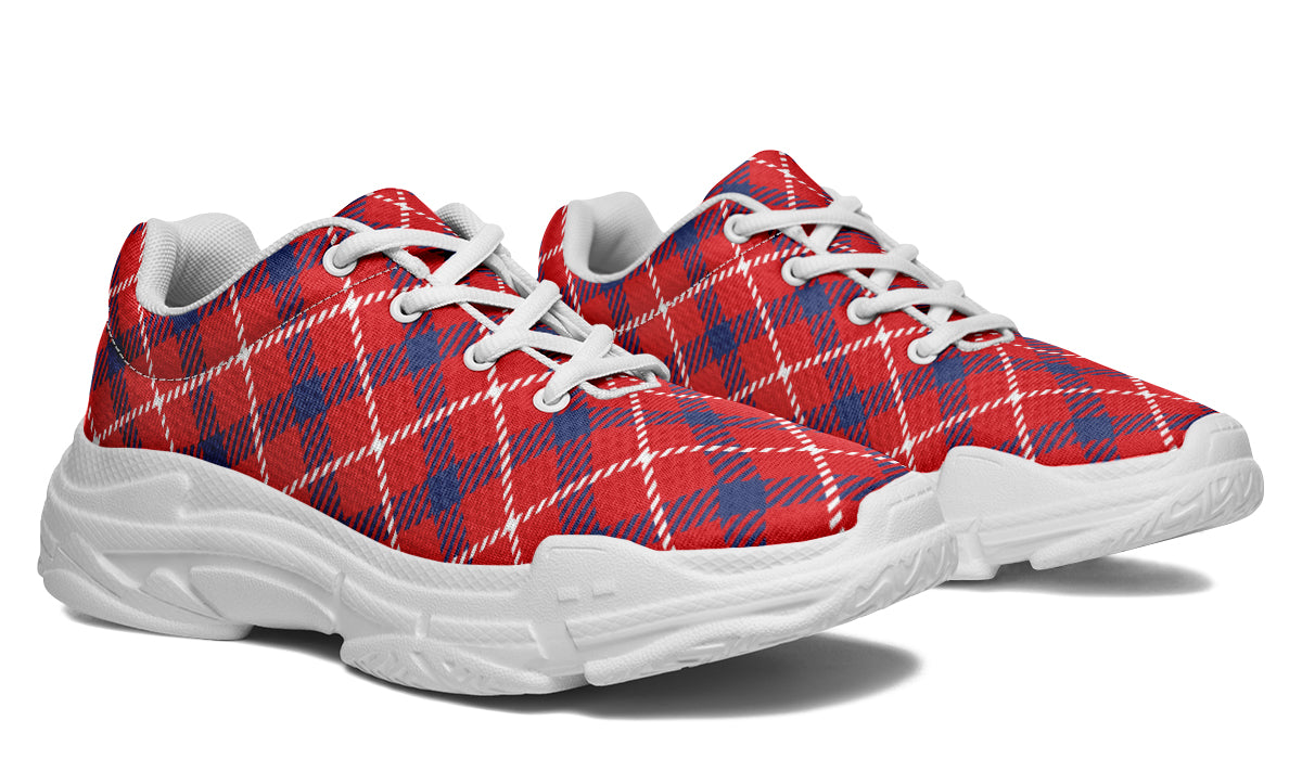 Cherry Red Plaid Chunky Sneakers