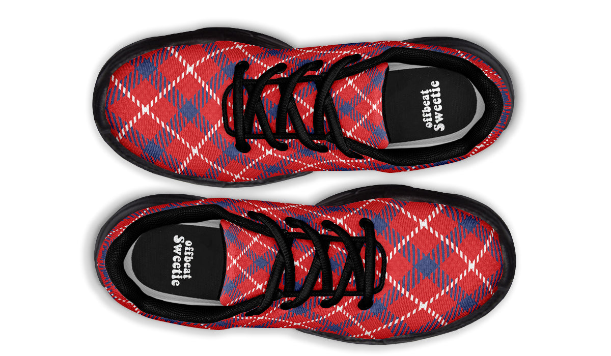 Cherry Red Plaid Chunky Sneakers