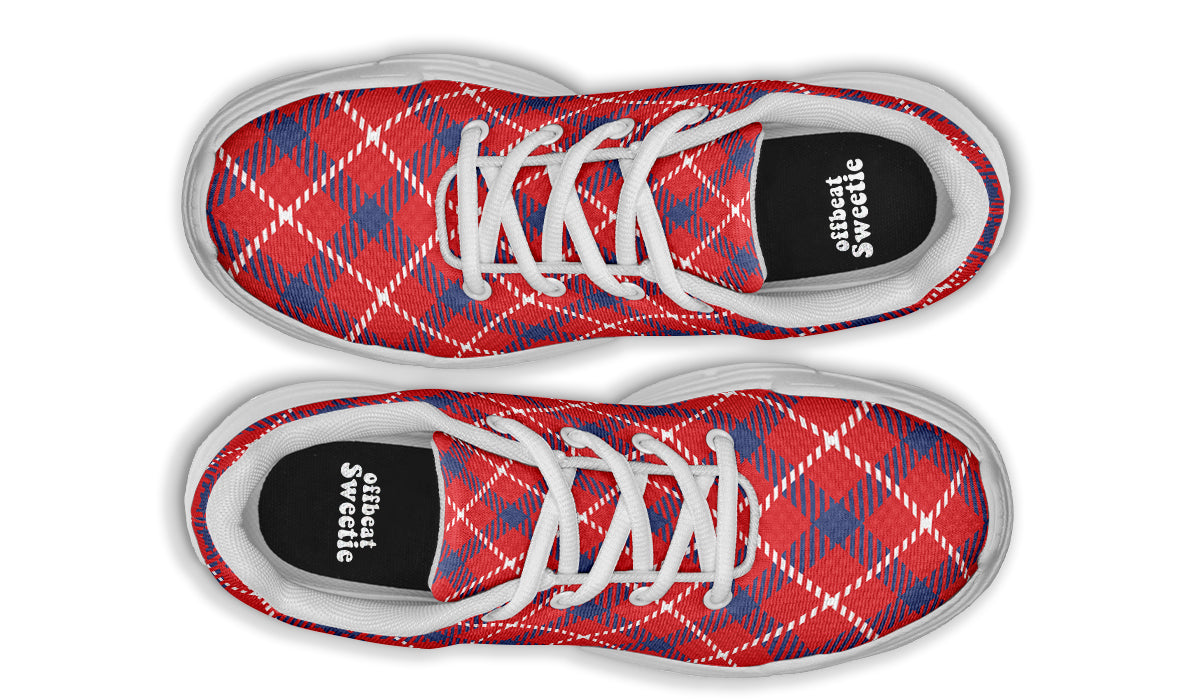 Cherry Red Plaid Chunky Sneakers