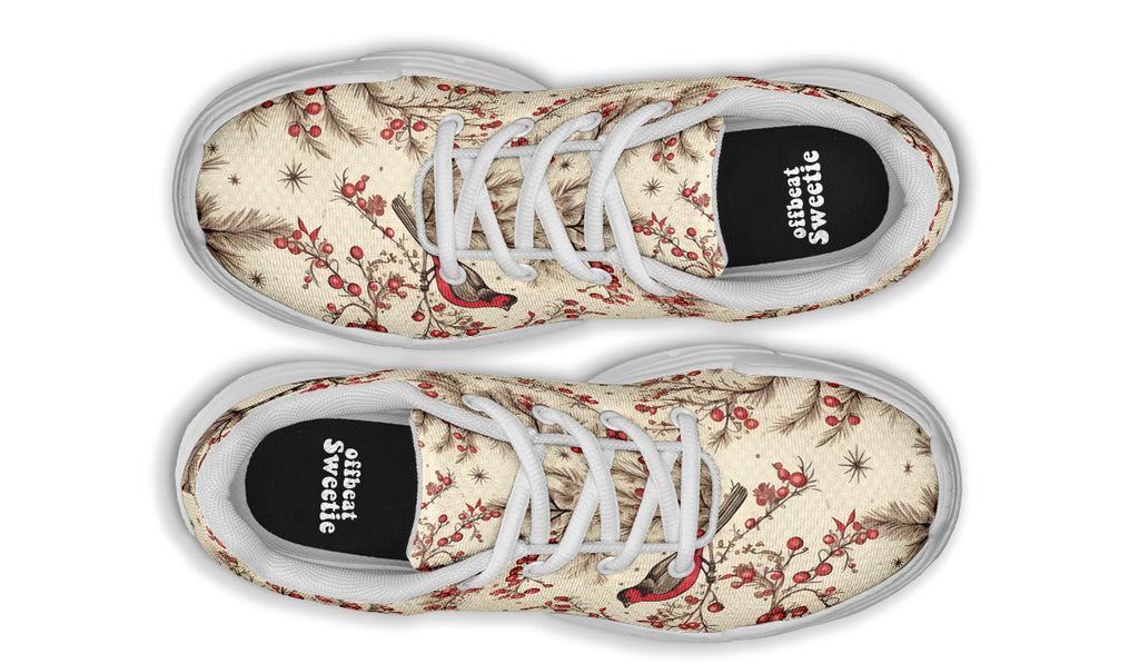 Christmas Birds Chunky Sneakers - Offbeat Sweetie