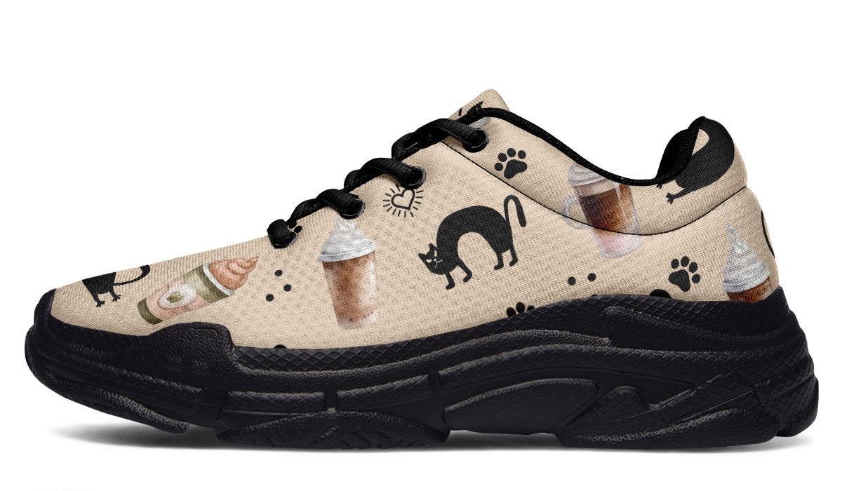 Cozy Coffee Cat Chunky Sneakers