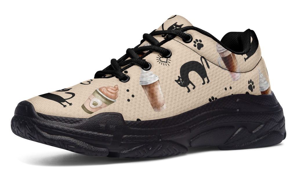 Cozy Coffee Cat Chunky Sneakers