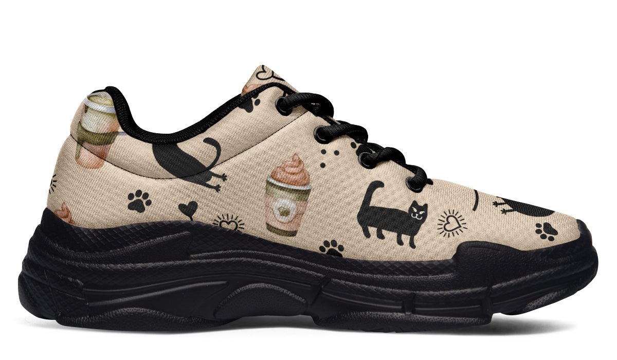 Cozy Coffee Cat Chunky Sneakers
