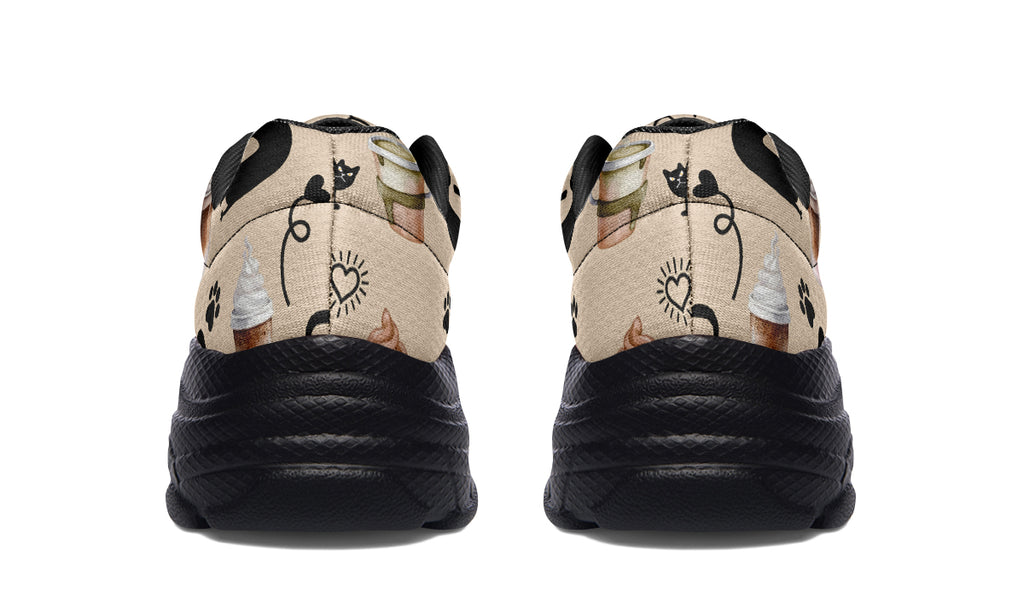 Cozy Coffee Cat Chunky Sneakers